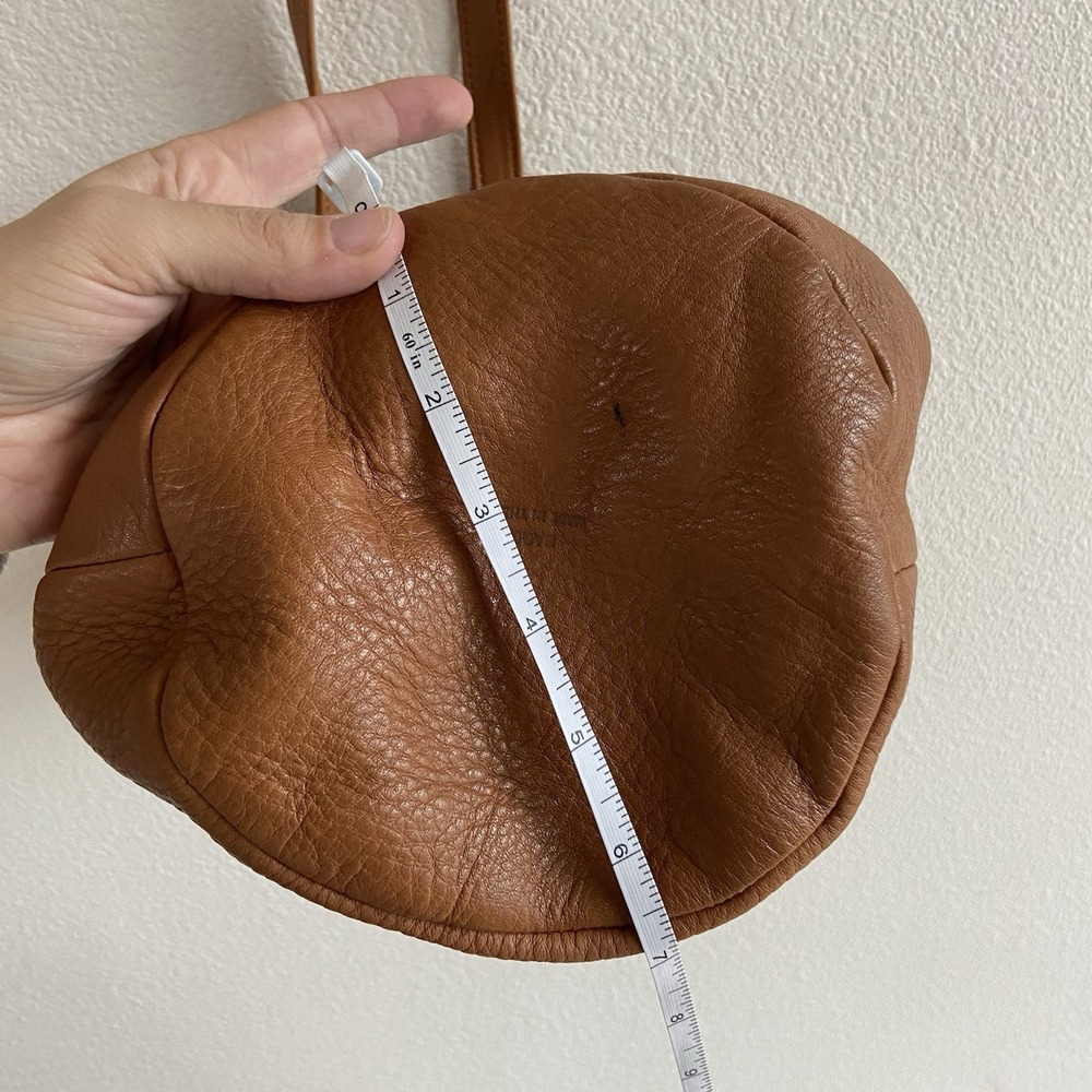 Baggu Natural Milled USA Leather Bucket Drawstring Crossbody Bag Brown - Picture 9 of 9